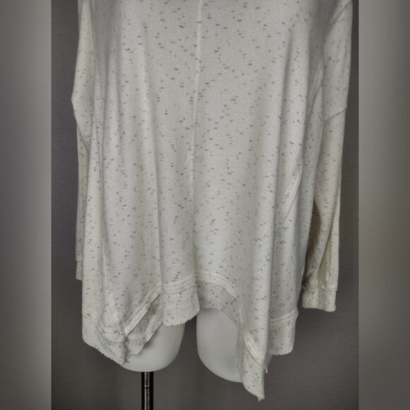 Knox Rose Sz XXL Oversized Pullover Cream V-neck Asymmetrical Raw Hem Sweater - Picture 8 of 13